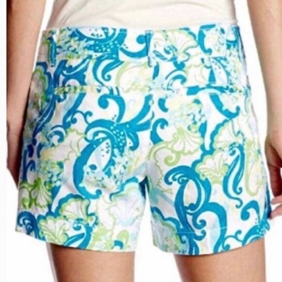 Lilly Pulitzer The Callahan Short Crystal Coast White Green Blue Seahorse Size 4 - Picture 3 of 10